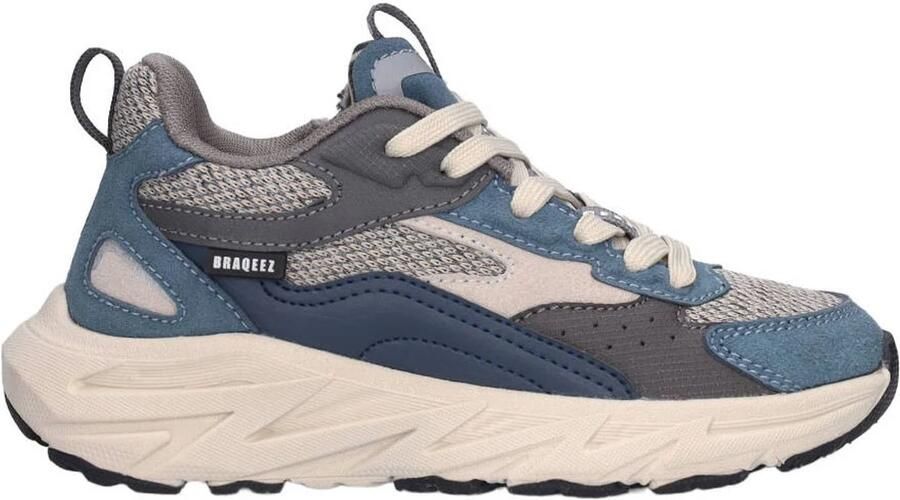 Braqeez Matteo chunky suède sneakers blauw grijs