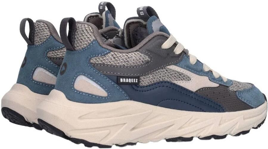 Braqeez Matteo chunky suède sneakers blauw grijs - Foto 3