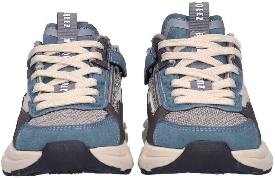 Braqeez Matteo chunky suède sneakers blauw grijs - Foto 2