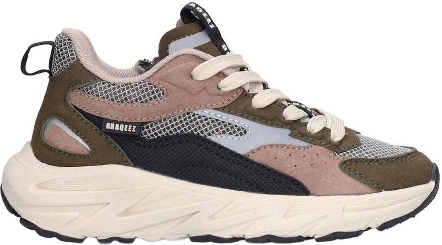 Braqeez Matteo chunky suède sneakers groen taupe