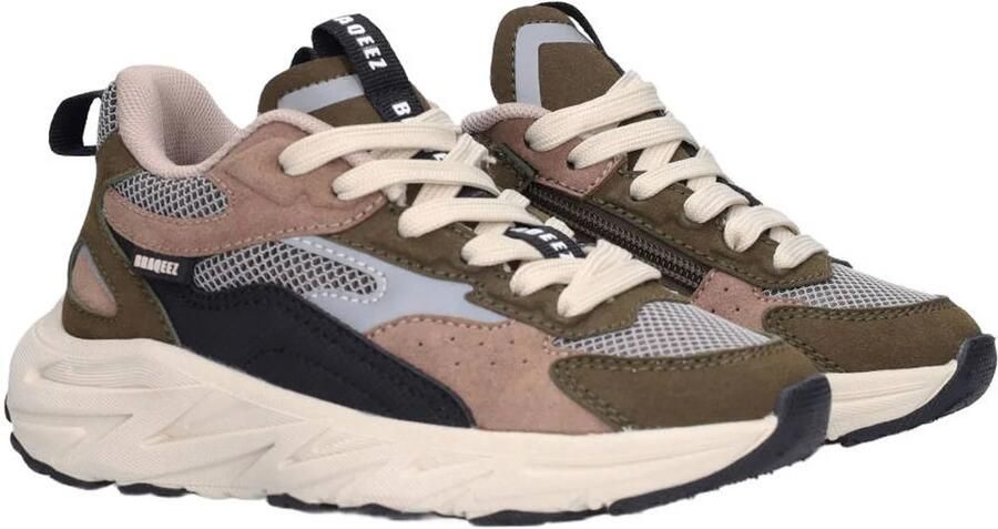 Braqeez Matteo chunky suède sneakers groen taupe - Foto 2
