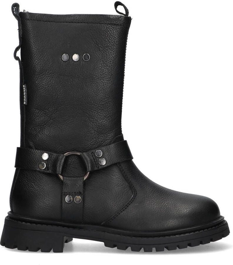 Braqeez 425550-589 Meisjes Chelsea Boots Zwart Leer Ritssluiting