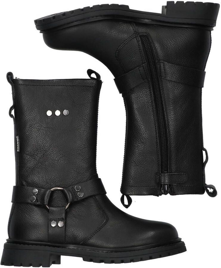 Braqeez 425550-589 Meisjes Chelsea Boots Zwart Leer Ritssluiting