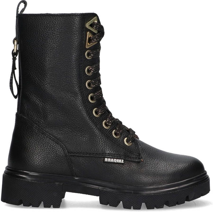 Braqeez 425784-589 Meisjes Veterboots Zwart Leer Veters - Foto 2