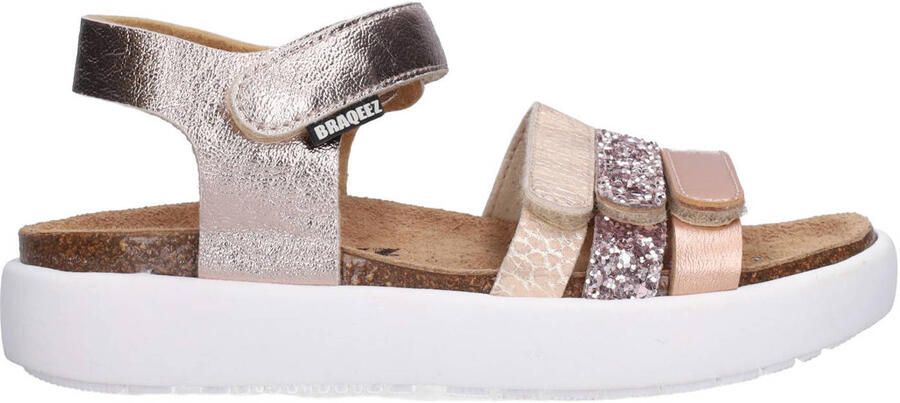 Braqeez 426420-796 Meisjes Platte Sandalen Roze Leer Klittenband