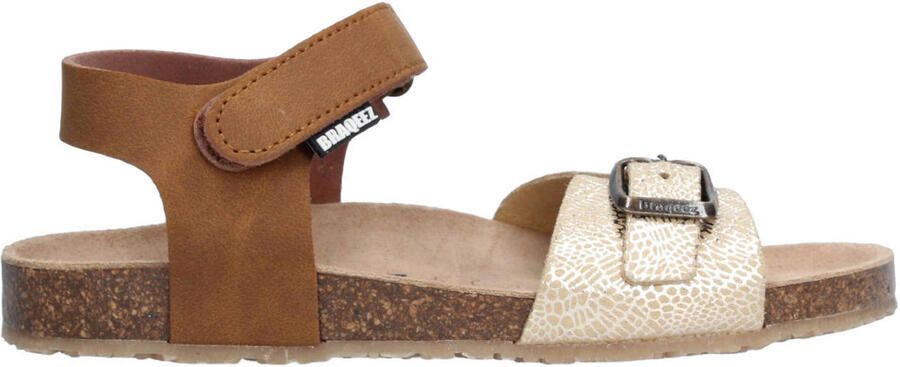 Braqeez 426412-713 Meisjes Platte Sandalen Bruin Leer Klittenband
