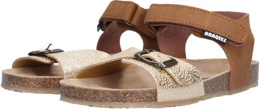 Braqeez 426412-713 Meisjes Platte Sandalen Bruin Leer Klittenband - Foto 3