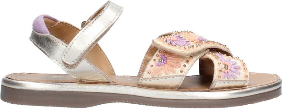 Braqeez 426114-995 Meisjes Platte Sandalen Goud Imitatieleer Klittenband