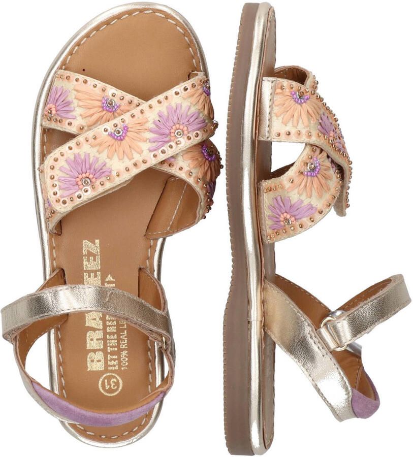 Braqeez 426114-995 Meisjes Platte Sandalen Goud Imitatieleer Klittenband - Foto 3