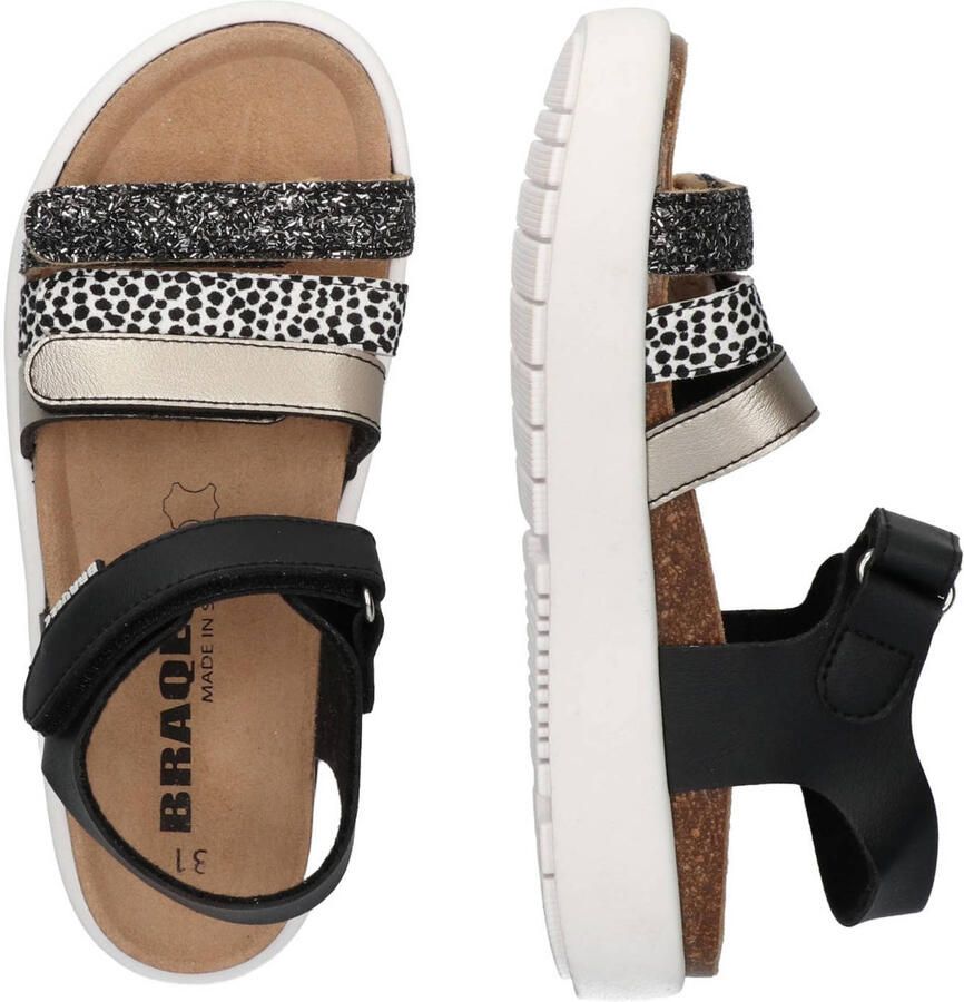 Braqeez 426420-789 Meisjes Platte Sandalen Zwart Leer Klittenband - Foto 2