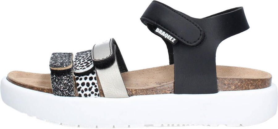 Braqeez 426420-789 Meisjes Platte Sandalen Zwart Leer Klittenband - Foto 3