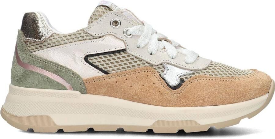 Braqeez 424260-474 Meisjes Lage Sneakers Beige Grijs Nubuck Veters