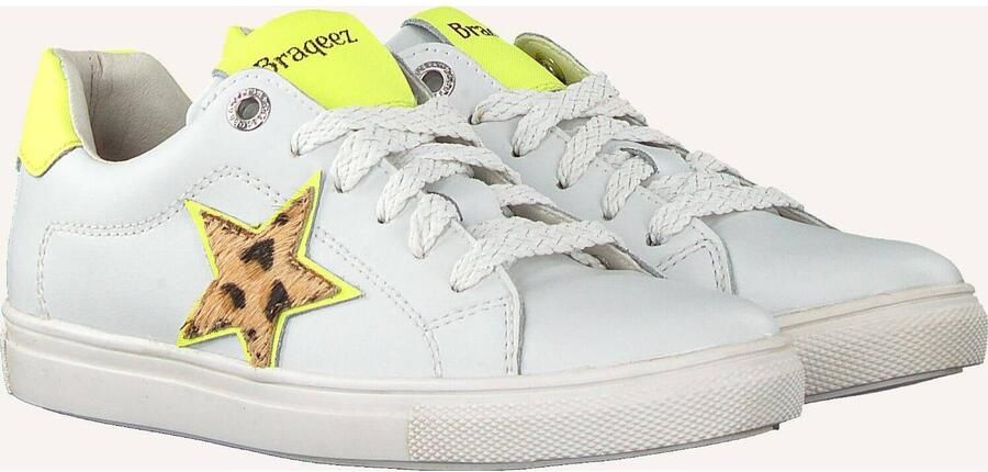 Braqeez Leigh Louwies Meisjes Veterschoenen Wit Leer Ritssluiting - Foto 6