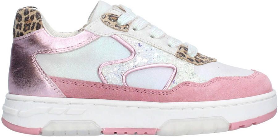 Braqeez 426177-470 Meisjes Lage Sneakers Roze Leer Veters