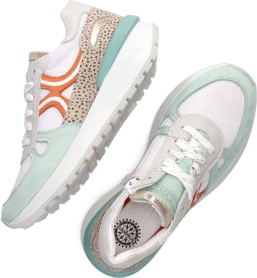 Braqeez 423272-159 Meisjes Lage Sneakers Groen Wit Oranje Print Nubuck Veters - Foto 2
