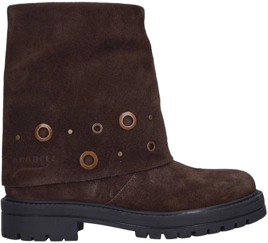 Braqeez suède enkelboots donkerbruin