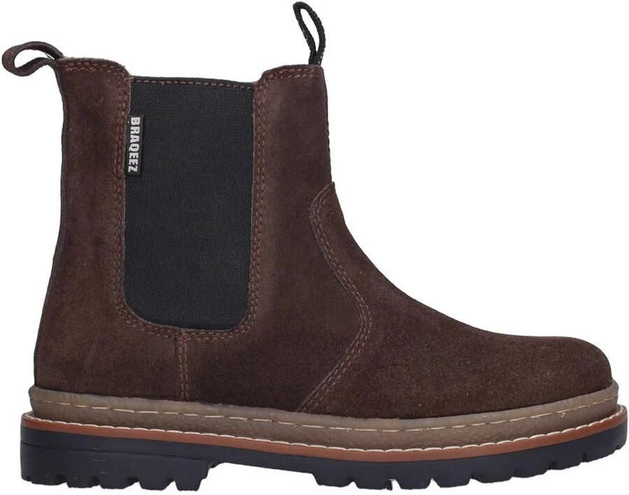 Braqeez suède enkelboots donkerbruin Enkelboot van