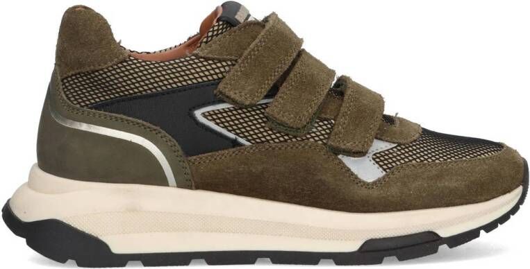 Braqeez 425972-469 Jongens Lage Sneakers Groen Leer Klittenband