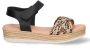 Braqeez 423007-589 Meisjes Platform Sandalen Zwart Beige Leer Klittenband - Thumbnail 1