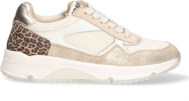 Braqeez 425266-903 Meisjes Lage Sneakers Goud Print Leer Veters
