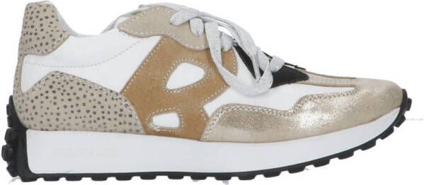 Braqeez leren sneakers wit beige