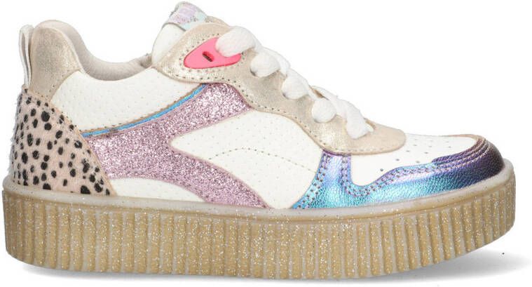 Braqeez 425230-926 Meisjes Lage Sneakers Multicolor Leer Veters