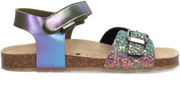 Braqeez 425412-798 Meisjes Platte Sandalen Multicolor Leer Klittenband