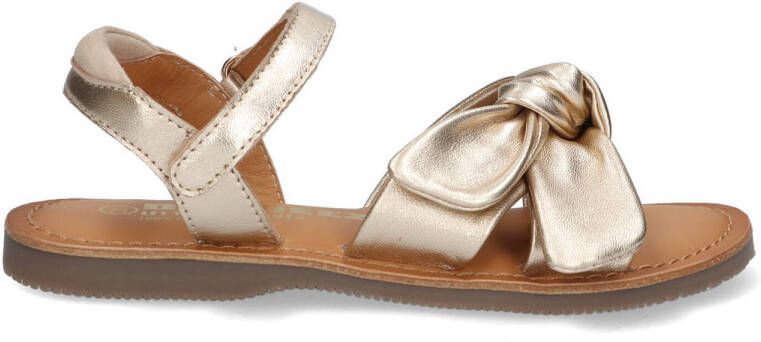 Braqeez 425017-594 Meisjes Platte Sandalen Goud Leer Gesp