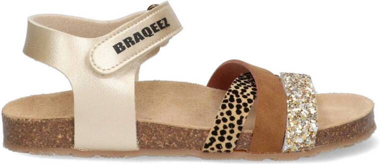 Braqeez Sammy Spain leren sandalen champagne Wit Meisjes Leer Meerkleurig 28