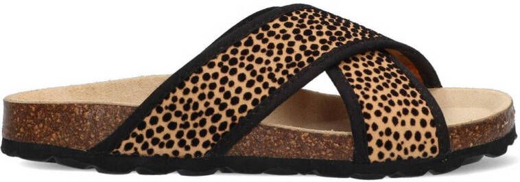 Braqeez 422422-513 Meisjes Slippers Beige Print Imitatieleer Geen Sluiting