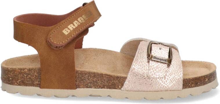 Braqeez Sanne Spain leren sandalen cognac Bruin Meisjes Leer Meerkleurig 34