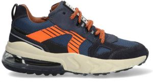 Braqeez 422964 420 Jongens Lage Sneakers Blauw Oranje Leer Veters