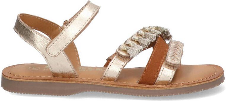 Braqeez Sophie Sun leren sandalen champagne