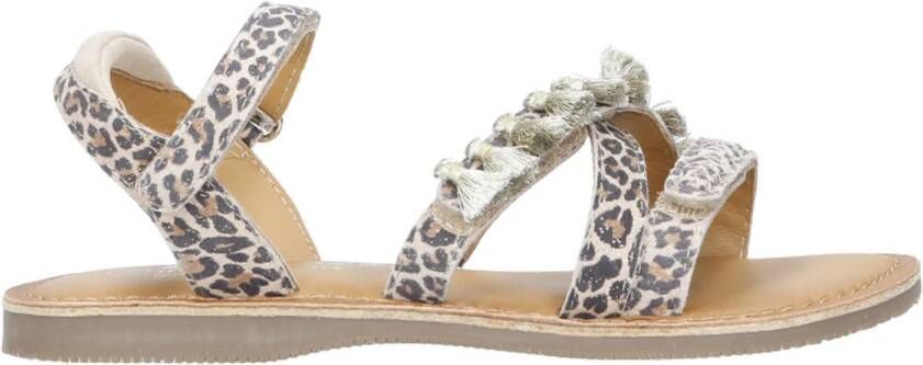 Braqeez 425018-506 Meisjes Platte Sandalen Beige Leer Klittenband