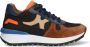 Braqeez 422942-413 Jongens Lage Sneakers Bruin Blauw Oranje Leer Veters - Thumbnail 2