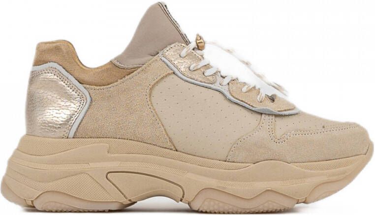 Bronx Baisley leren chunky sneakers camel goud