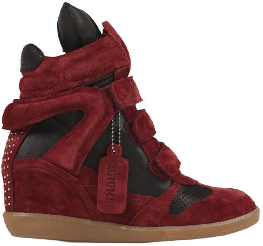 BRONX Jae-yy suède sneakers met sleehak bordeaux