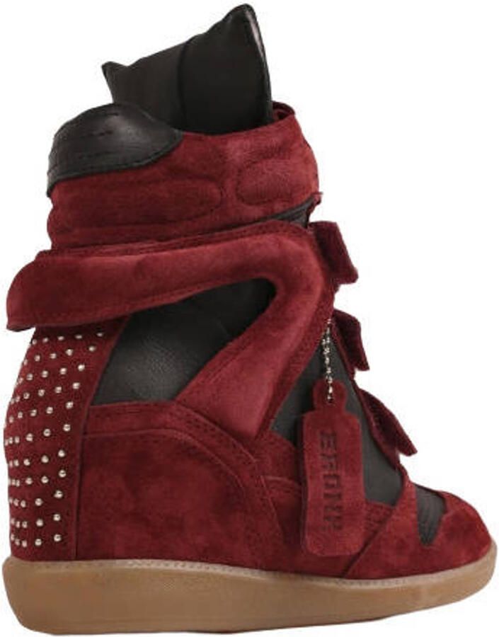 BRONX Jae-yy suède sneakers met sleehak bordeaux - Foto 2