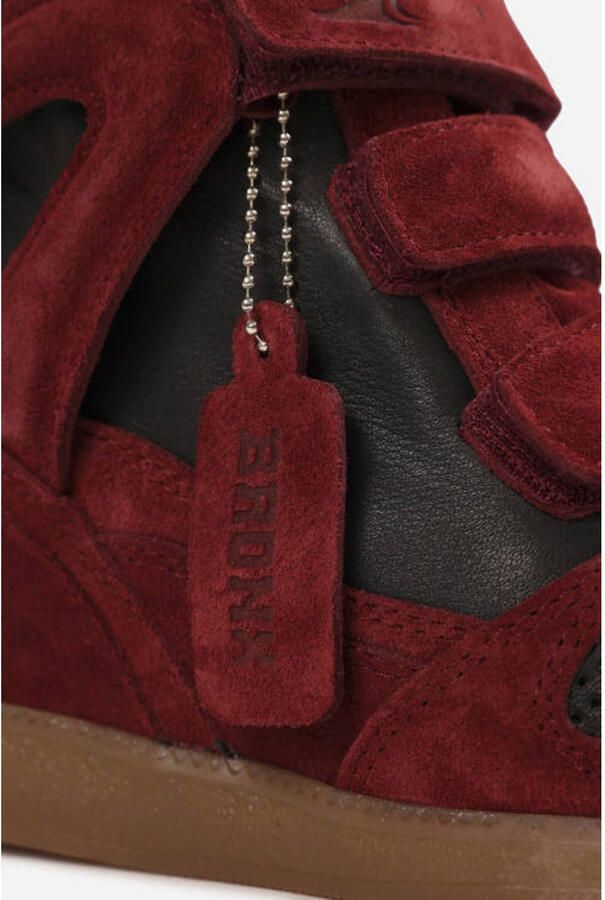 BRONX Jae-yy suède sneakers met sleehak bordeaux - Foto 3