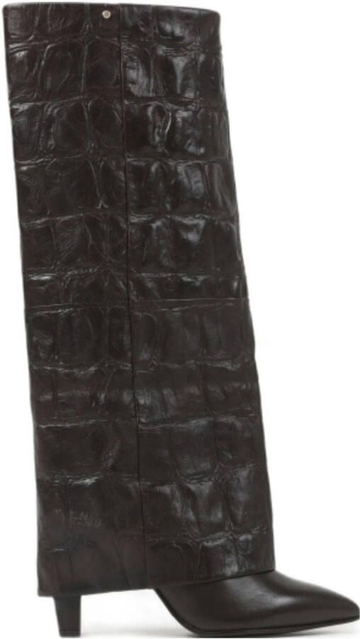 Bronx Dameslaars JAD-EY leder crocco print bruin