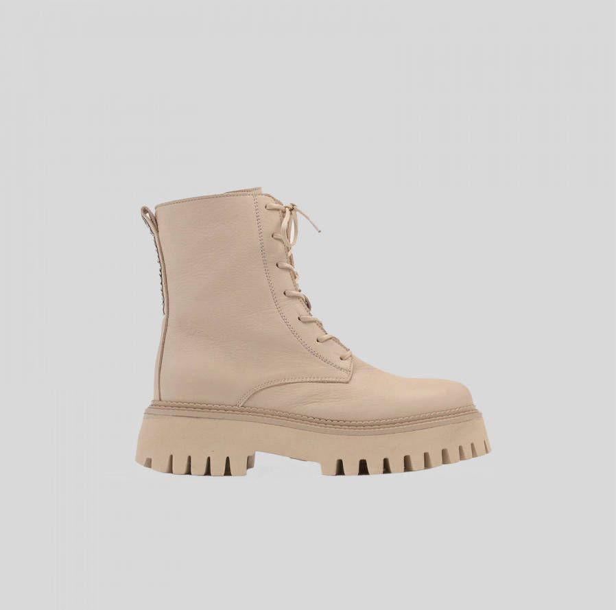 BRONX Groov y leren veterboots camel