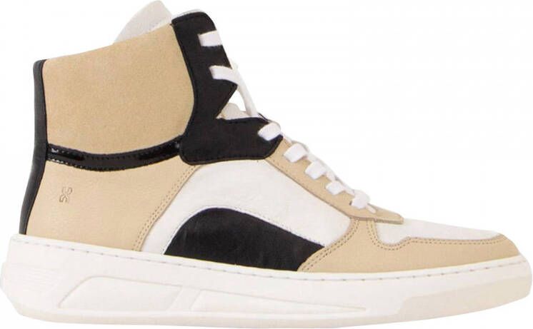 BRONX Old Cosmo leren sneakers beige wit zwart