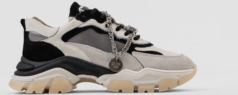 Bronx Tayke-Over leren chunky sneakers off white zwart