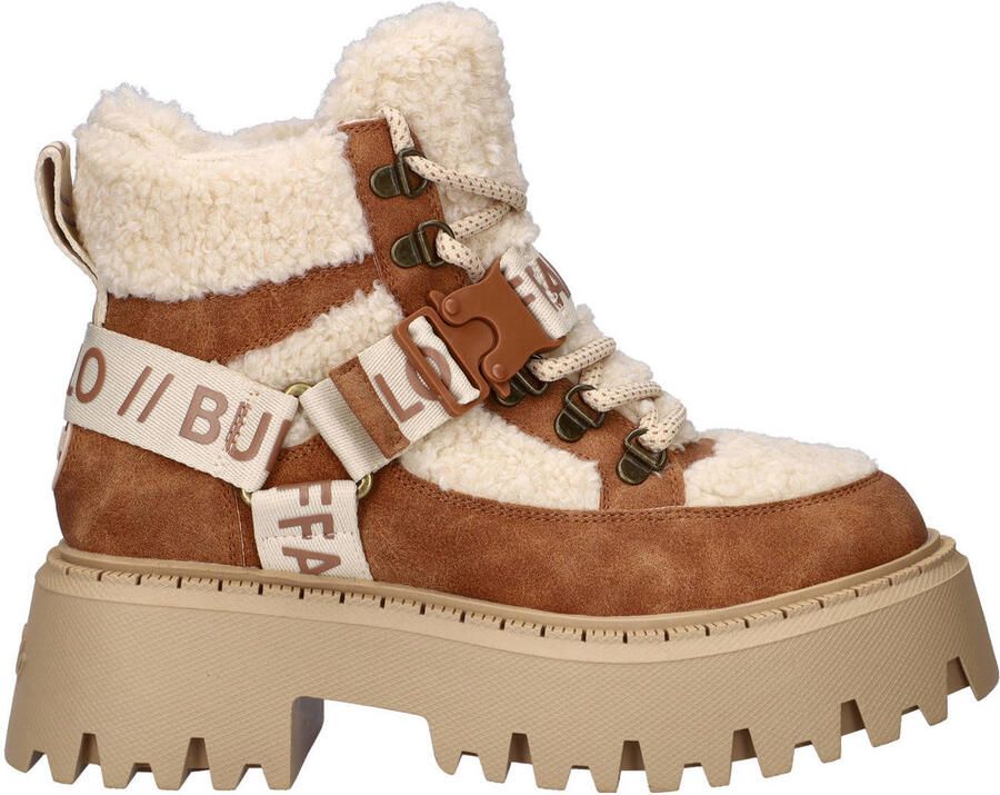 Buffalo Aspen Com Mid Warm gevoerde chunky veterboots cognac ecru