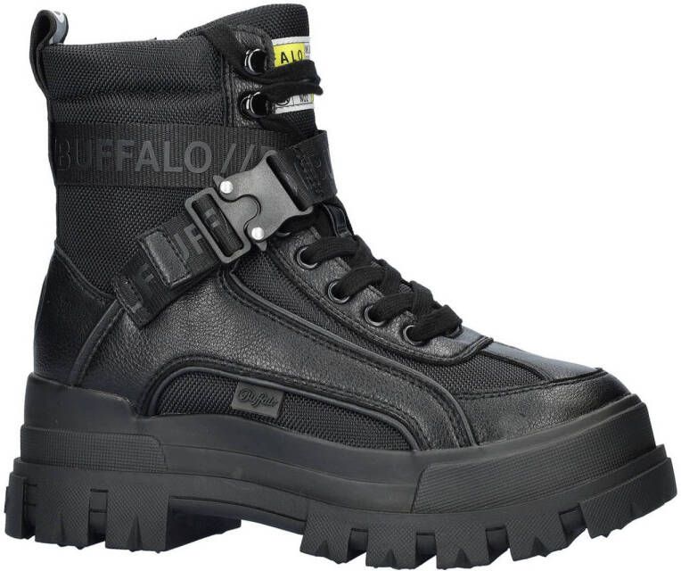 Buffalo Aspha Com 1 chunky veterboots zwart