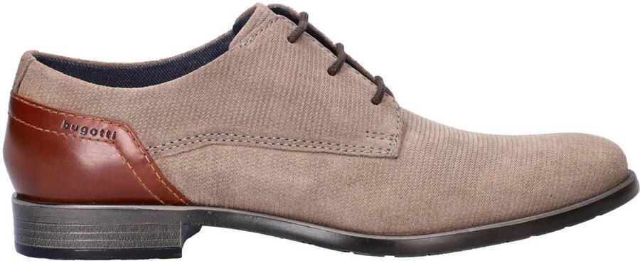 Bugatti suède veterschoenen taupe cognac