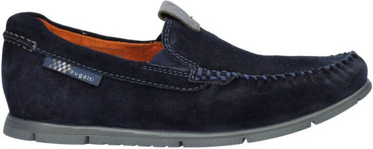 Bugatti Clipperton suède mocassins donkerblauw