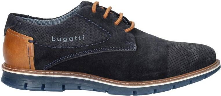 Bugatti Simone suède veterschoenen donkerblauw