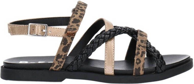 bullboxer sandalen met panterprint zwart multi