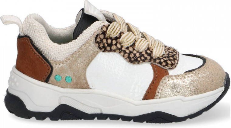 BunniesJR Bunnies JR 221370 501 Lage Sneakers Wit Bruin Leer Veters